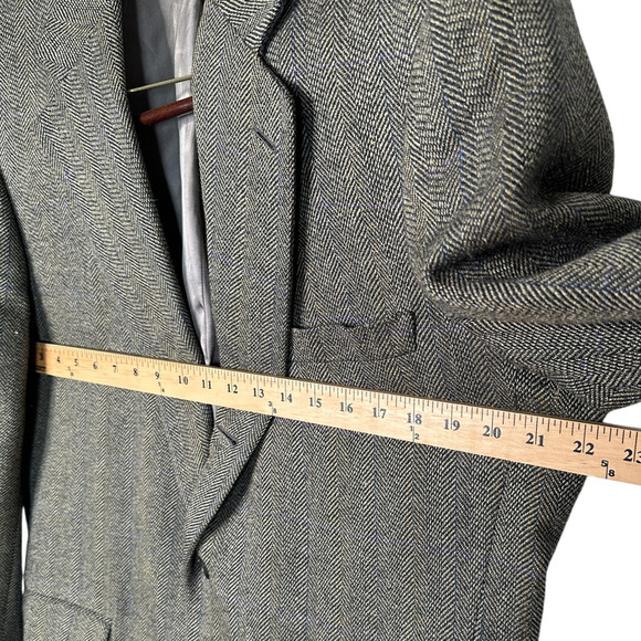 Huckberry Vintage 44L Harden Silk&Wool Houndstooth Blazer $450 Jacket Black Gray - Picture 8 of 10